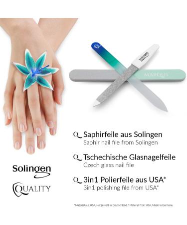 marQus Nail File Set - Complete Care with Solingen Sapphire Glass & Polishing Files - Turquoise - Perfect for Manicure & Pedicure - Buy Online on GoSupps.com