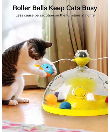 HOPET Interactive Cat Toy with Catnip Balls, Roller Tracks, and Exercise Balls for Indoor Cats - Kitten Feeder Stimulation Toys - Yellow - Buy Online on GoSupps.com