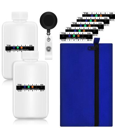 14 Pieces Urine Test Complete Kit Include Urine Test Bottles, Temperature Test Urine Strip Sticker and Hidden Detachable Zipper Pouch Portable Travel Bottle for Urine Testing (Classic Style)