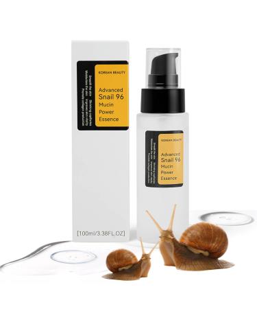 Advanced Snail Mucin 96% Power Repairing Essence 3.38 fl.oz 100ml Hydrating Serum for Face with Snail Secretion Filtrate for Dull Skin & Fine Lines Skincare Night and day skincare Korean Beauty