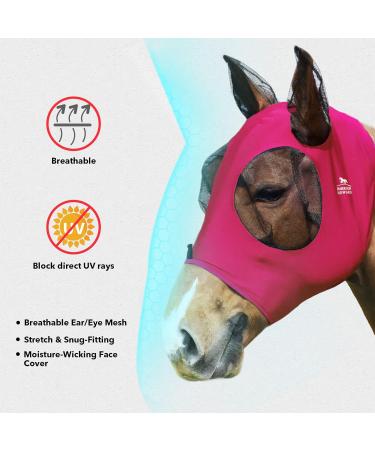 Harrison Howard Extra Full Fly Mask - Stretch Breathable UV Protection Ventilating Ear Protection - Rose Pink - Buy Online on GoSupps.com