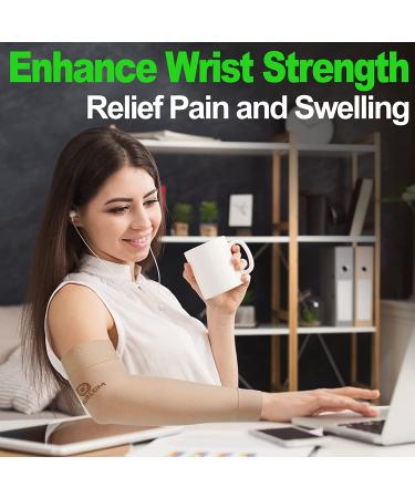 NURCOM Medical Compression Arm Sleeve 2 Pack - 20-30mmHg Full Arm Support for Men Women - Lymphedema, Lipedema, Pain Relief - Post Surgery Recovery - Beige M Medium - Buy Online on GoSupps.com