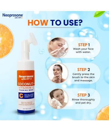 Neoprosone Skin Brightening Foaming Face Wash - 5 fl oz / 150 ml - Acne Face Wash Gentle Facial Cleanser for Oily Sensitive Normal Skin with Aloe Vera Coconut Oil - Buy Online on GoSupps.com