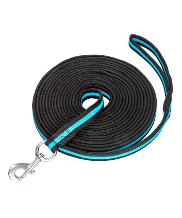 Start lunging line for equestrian horses 8m softlongs made of nylon horse song with hand loop tug line reins with carabiner floor work rope horse (black/petrol)