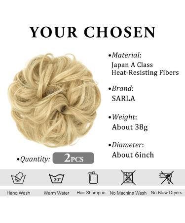 SARLA 2PCS Messy Hair Bun Hair Piece Small Scrunchies Updo Hair Extensions, Synthetic Bun for Women Girls (Natural Blonde) - Buy Online on GoSupps.com
