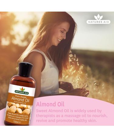 Natures Aid Almond Oil Pure Sweet Almond Oil Massage Oil Suited to Dry Sensitive Skin 150 ml (Pack of 5) - Buy Online on GoSupps.com