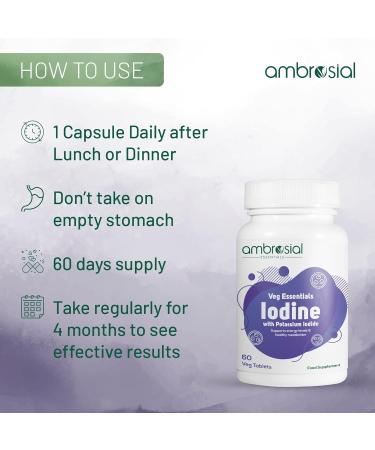 High Strength Iodine Supplement 5000mcg with 7500 mcg Potassium Iodide | Natural Source of Iodine from Potassium & Iodide | 60 Tablets - Buy Online on GoSupps.com