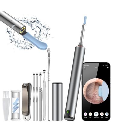 Nisheng Ear Wax Removal kit Ear Cleaner with Camera and Light Ear Wax Removal Tool Camera 1296P Ear Cleaning Kit with Nail Clippers Ear Camera and Wax Remover Earwax Removal for iOS&Android(Grey)