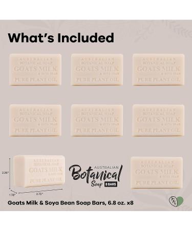 8-Pack Australian Botanical Soap with Goat's Milk & Soya Bean Oil - 6.8 oz Bars (193g) - Pure Plant Oil Soap Assortment - Packaging Variations - Original 6.8 Ounce (Pack of 8) - Buy Online on GoSupps.com