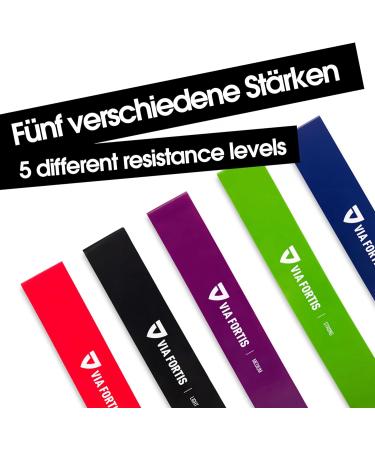 Via Fortis Fitness Straps Set - 5 Resistance Bands with German Instructions & Carry Bags | Ultimate Training & Gymnastics Gear - Buy Online on GoSupps.com