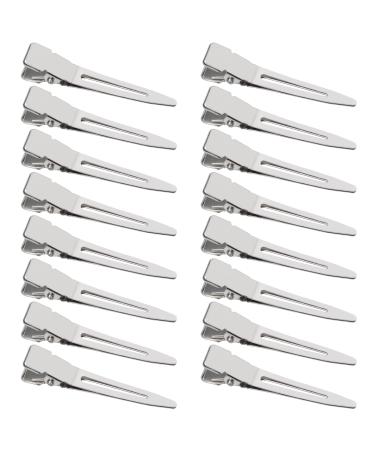 SBYURE 100 Pack 1.77 Inches Single Prong Pin Curl Duckbill Clips Silver Setting Section Hair Clips Metal Alligator Clips for Hair Extensions