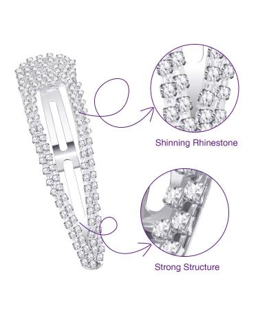 6-Piece 4 Rhinestone Snap Hair Clips - Crystal Metal Barrettes for Women & Girls | Wedding Hair Accessories - Silver - Buy Online on GoSupps.com