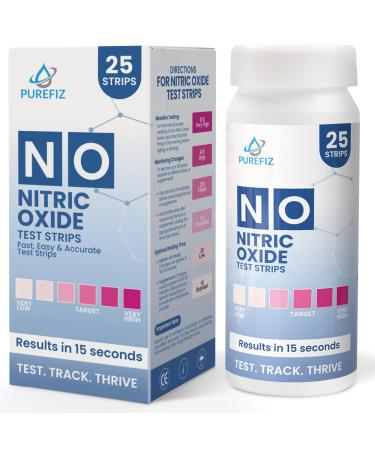 Nitric Oxide Test Strips (25 Pack) Easy-to-Use Saliva Test for Nitric Oxide Levels | Results in 15 Seconds | Track The Effects of NO Supplements | Support Energy, Circulation & Natural Wellness
