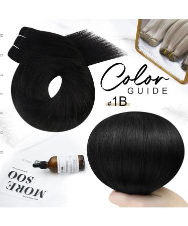 Moresoo Double Weft Sew in Human Hair Extensions - Natural Black 16 Inch #1B - Buy Online on GoSupps.com