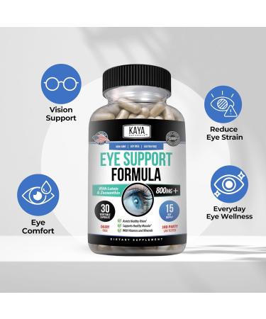 Kaya Naturals Eye Health Supplement Lutein and Zeaxanthin Vision Health Eye Strain Support 800 mg Vitamin Supplement 30 Capsules 30 Count (Pack of 1) - Buy Online on GoSupps.com