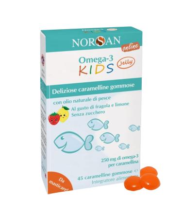 NORSAN Omega 3 KIDS Jelly 45 high dosed lozenges/omega 3 child 1.000mg per daily dose/fish oil with EPA & DHA/daily dose 2 capsule omega 3 fish oil