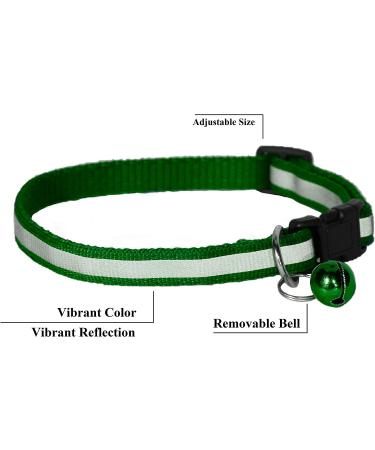 Reflective Cat Collar with Bell for Pets - Durable Polyester - Green/Yellow - Buy Online on GoSupps.com