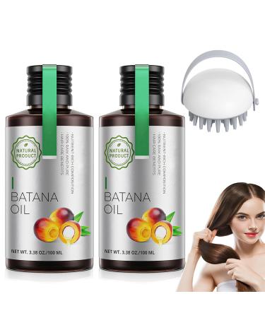 ACAREY Batana oil for hair cold pressed 100 ml hair growth natural acceleration Batana Oil Organic with scalp massage brush for moisturizing and repairing dry damaged hair 2 2 pieces