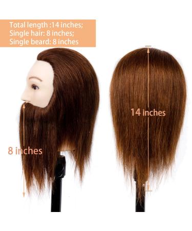 Stancia Male Mannequin Head 14 with 100% Human Hair - Dark Brown | Barber & Hairdresser Training Doll for Styling Practice - Buy Online on GoSupps.com