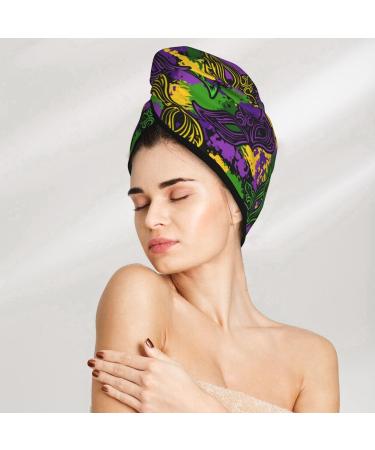 Buy Hair Towel Wrap Quick Drying Turban with Button | Perfect for Easy Hair Care (Mardi Gras7 - Buy Online on GoSupps.com
