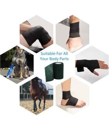 Buy Self-Adhesive Cohesive Bandage - 7.5cm x 4.5m 6 Rolls for First Aid Dog Veterinary Wrap Sport & Injury Support (Dark Green) - Buy Online on GoSupps.com