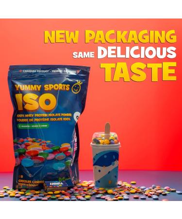 Yummy Sports Whey Protein Powder Isolate - 27g Protein Per Serving - Grass Fed Fast Absorbing Protein - Vegan Zero Sugar Keto Friendly Protein Supplement - 30 Servings 2 LBS - Chocolate Candies - Buy Online on GoSupps.com