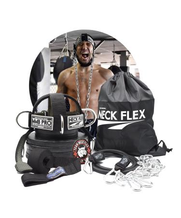Neck Flex - MMB Pro Series, Neck Muscle Trainer Kit, Functional Trainer & Weight Lifting Equipment, Heavy-Duty Head Harness Weight Belt with Chain, Resistance Band & Door Anchor