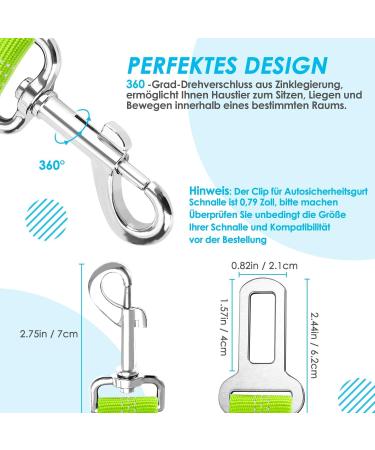 Slowton Dog Car Seat Belt - 2 in 1 Adjustable Elastic Reflective Safety Belt for Small & Medium Dogs - Durable & Comfortable Travel Solution in Lime - Buy Online on GoSupps.com