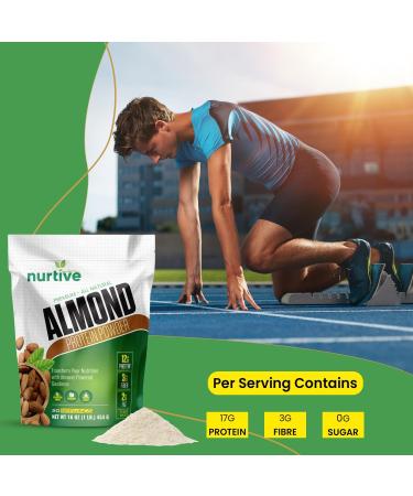 Almond Protein Powder | Antioxidant-Rich Gluten Free Non-GMO | Plant-Based Nutritional Boost for Smoothies & Baking - 20 Servings (16 oz - Buy Online on GoSupps.com