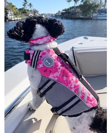 Vivaglory Camo Pink Dog Life Jacket - Durable & Adjustable Buoyancy Vest for Small Dogs (48-58 cm) - Buy Online on GoSupps.com