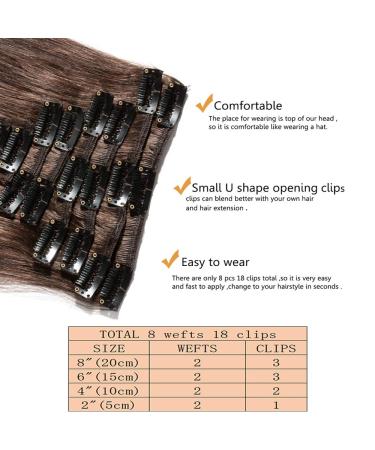 Buy SEGO Clip In Extensions - Real Remy Hair Heat Resistant Straight Medium Brown #4 20 (50cm) 70g - Perfect for Effortless Volume & Length! - Buy Online on GoSupps.com