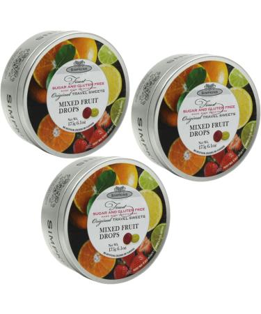 Pack of 6 Original Sugar Free Travel Candy Tins containing 3 Simpkins Mixed Fruits and 3 Simpkins Forest Berries (175g each) - Buy Online on GoSupps.com