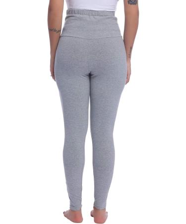 Amorbella Maternity Cotton Leggings | Over Bump Soft Yoga Pants | Light Gray | Size M - Buy Online on GoSupps.com