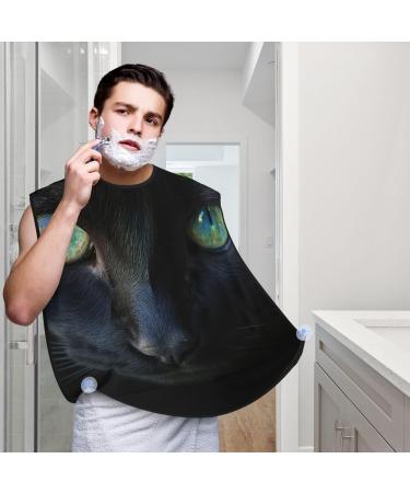 Black Cat with Blue Eyes Print Beard Bib Apron | Non-Stick Hair Catcher for Men | Shaving Gifts | One Size Black - Buy Online on GoSupps.com