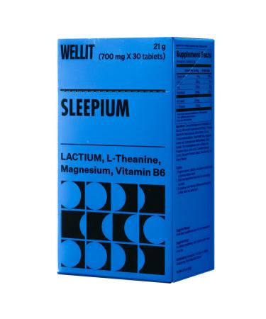 wellit SLEEPIUM Lactium L-Theanine Pill l Natural Sleep Support Supplement Tablets I Stress Relief Supplement l Magnesium I Vitamin B6 I 30 pcs