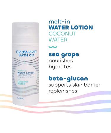 Seaweed Bath Co. Melt-In Water Lotion, Coconut Water Scent - 4oz | Sustainably Harvested Seaweed, Sea Grape & Beta-Glucan - Buy Online on GoSupps.com