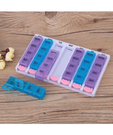 28 Compartment Medicine Organizer - 7 Days 4 Times Daily - Easy Push Button for Elderly Medication Management - Buy Online on GoSupps.com