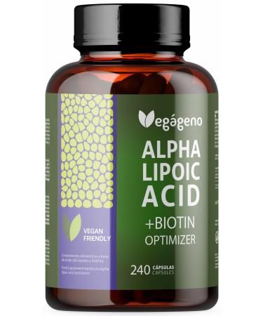 Alpha lipoic acid (ALA) + Biotin Optimizer high bioavailability natural antioxidant gluten-free gene-free 100% vegan strengthens skin nails & hair 240 vegetarian capsules 4-month supply - Buy Online on GoSupps.com