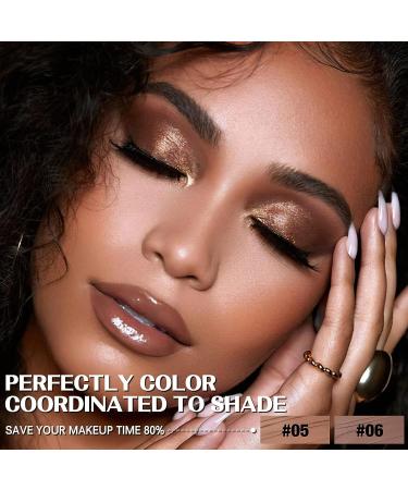 FOCALLURE 2PCS Eyeshadow Stick Set - Shimmer & Matte Cream Pencil Crayon, Long Lasting & Waterproof with Blending Brush - Daily Chocolate - Buy Online on GoSupps.com