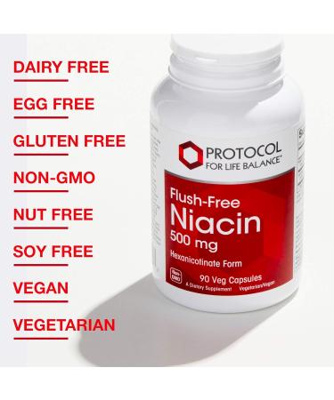 Protocol Niacin 500mg Flush Free - Energy Boosting Vitamin B3 Supplement - 90 Veg Caps - Buy Online on GoSupps.com