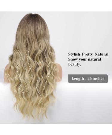 HAIRCUBE Ombre Brown & Blonde Long Curly Wig with Bangs - Heat-Resistant Synthetic Wig for Fashionable Women | Natural Appearance - Buy Online on GoSupps.com