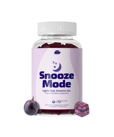AmpUp Sleep Melatonin Sugar-Free Gummies with 5mg Melatonin Magnesium L-Theanine Sleep Aid Gluten Free Gelatin Free Non GMO Vegetarian Grape Flavor 70 Gummies 1