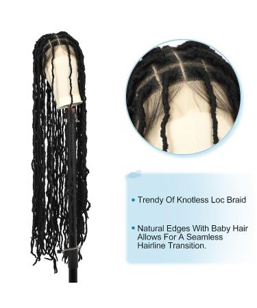 Olymei 40 Inches Double Lace Front Knotless Locs Braided Wig for Black Women - Black Synthetic Lace Frontal Braid Wig with Baby Hair - Buy Online on GoSupps.com