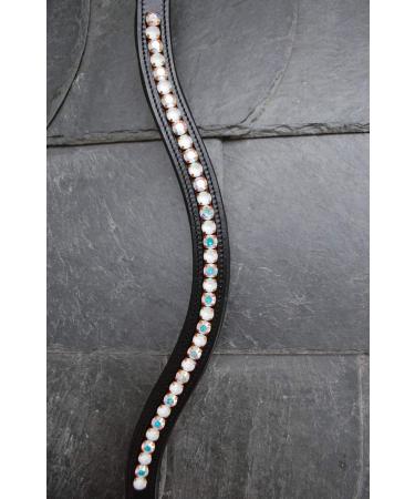 Gl cksHucke 'Silk Shine' Powder White Browband with Crystal AB for Thoroughbreds - Premium Horse Accessories - Buy Online on GoSupps.com