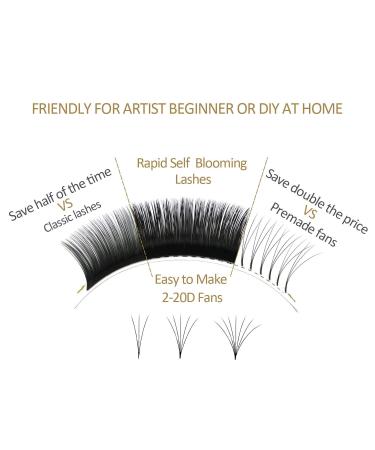 Buy EMEDA Self Fanning Eyelash Extensions - 0.07mm D Curl 15mm Fast Automatic Blooming 2D 10D Volume Lashes for Easy Application - International Shipping Available - Buy Online on GoSupps.com