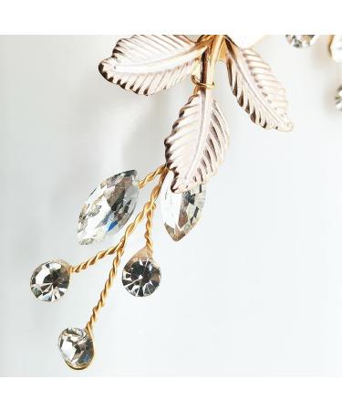 Lismyakey Wedding Clip Rhinestone Hair Clip Comb Barrette Flower Bridal Comb Barrette Handmade Flower Clip Head Pieces for Women (Gold) - Buy Online on GoSupps.com