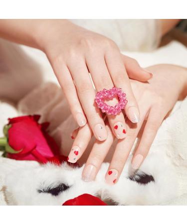 Danni & Toni Half Hardened Gel Nail Films - Sweet Love Red Heart Glossy UV Gel Nail Foil Stickers | Self-Adhesive 28 Pack - Buy Online on GoSupps.com