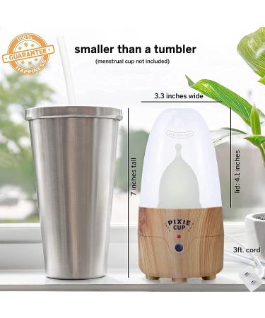 Pixie Menstrual Cup Steamer Sterilizer - 99.9% Germ Killer with Cleanser Steam - Bamboo Finish | 3-Minute Sterilization, Automatic Shut Off - Buy Online on GoSupps.com