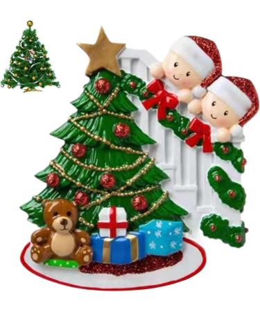 Personalised Christmas Decoration Family - Opening Family Christmas Decorations Personalised by Santa Family Around the Tree Decoration Family Opening Presented 2-Kopf-Legierung ohne Maske - Buy Online on GoSupps.com