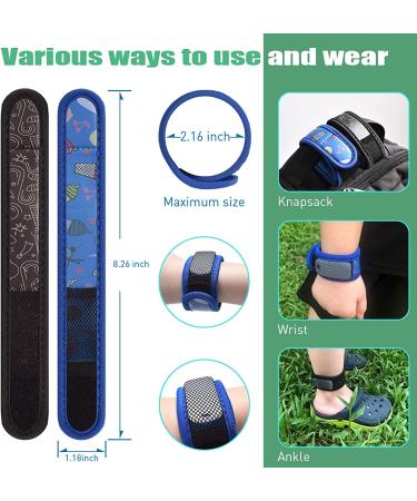 2 Pack Mosquito Bracelet with 4 Essential Oils Refills | Deet-Free Waterproof Wristbands for Kids & Adults - Indoor Outdoor Protection | Blue-Black - Buy Online on GoSupps.com